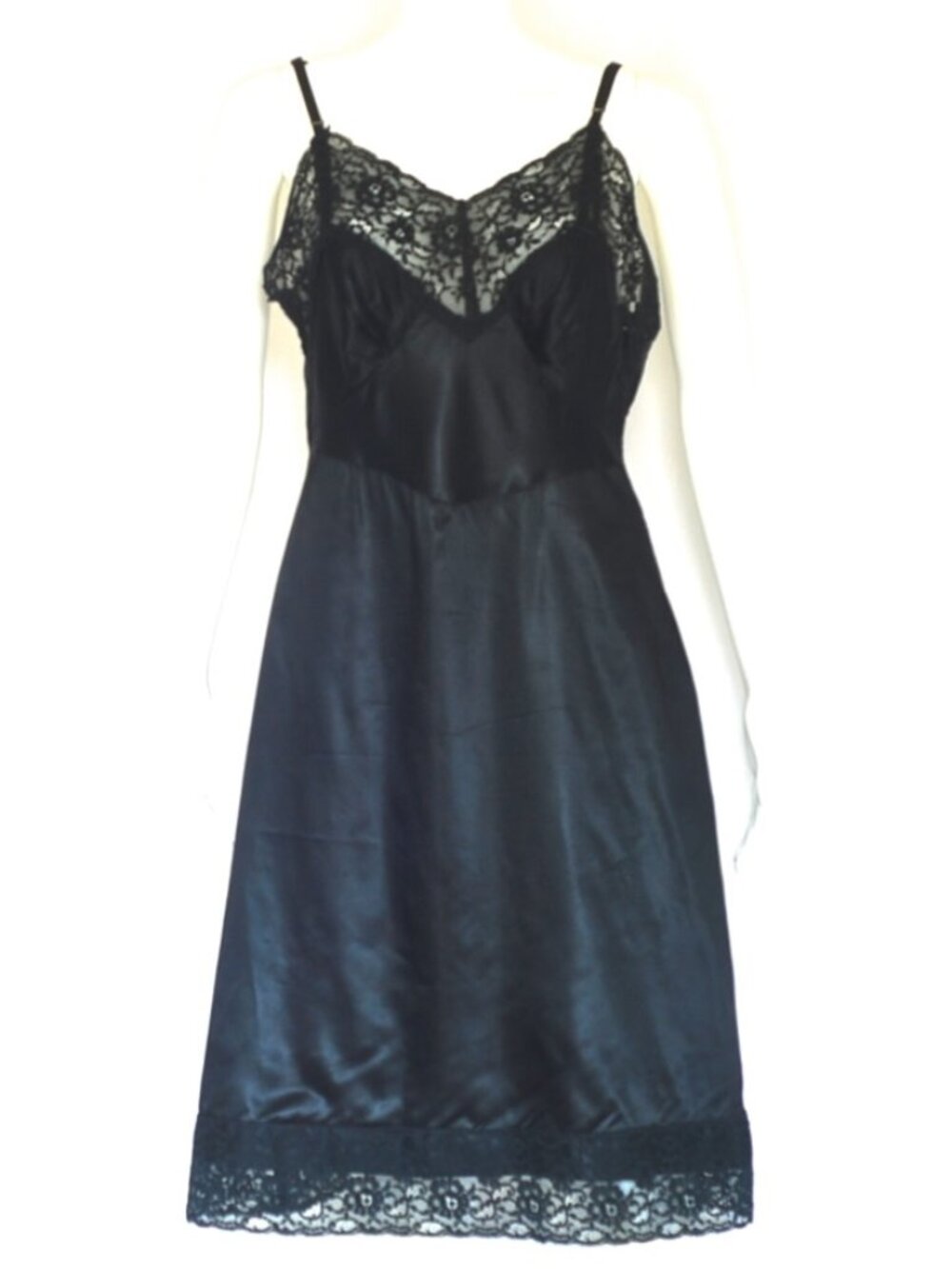 Fantasy Lingerie 1940's Satin Slip With Hand Stitched Chantilly Lace - Canada